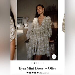 Kyra Mini Dress - Olive - Size M Daughters of India